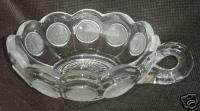 EAPG FOSTORIA Clear Glass COIN HANDLED Candy Dish MINT  