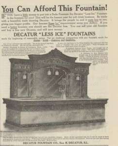 1911 AD Decatur less ice soda fountain advertising  