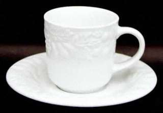 Gibson Designs White Embossed Fruit Cup & Saucer Set  