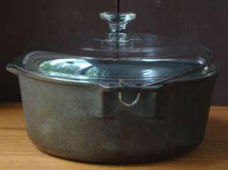 Wagner Ware Dutch Oven 5 qt Roaster 1891 w/ Pyrex Lid & Box ** Sidney 