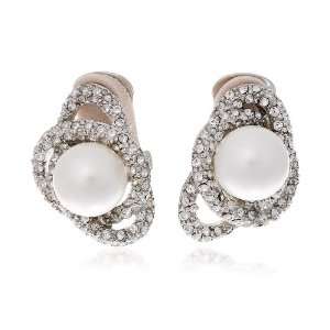  Kenneth Jay Lane   Pearl and Pave Double Loop Earring 