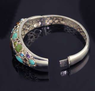 Artisan Natural Gems Multi Gemstone Silver SS Bracelet  