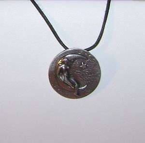 GODDESS ON CRESCENT MOON PENDANT NECKLACE PAGAN/WICCA DIANA CELESTIAL 
