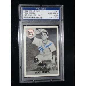 YOGI BERRA Autographed Yankees Card Front Row 92 PSA #2