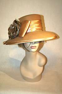   Church Derby Felt Wool Camel Tan Gold Dress Ladies Winter Hat  