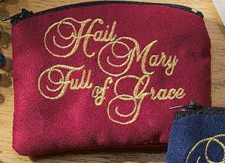New Cloth Hail Mary Catholic Rosary Necklace Jewelry Case Pouch Bag 