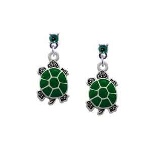  Turtle   Top Emerald Swarovski Post Charm Earrings Arts 
