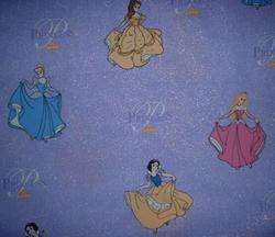 Disney Princess Purple Glitter Fabric 1 Yd Rare  