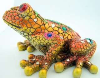 New Unique Home Decorative Orange Frog Mosaic Mirror Figurine 