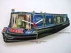 New Blue Canal Boat Barge Houseboat Shape Wall Clock