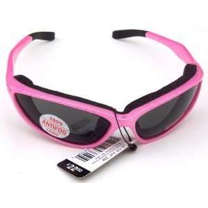  U2 Pink Padded Motorcycle Glasses Shatterproof Polycarbonate Lenses 