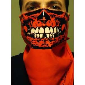   glow teeth skull bandana face mask size 22 x 22