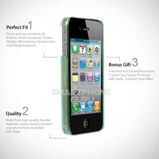 iPhone 4 Green Crystal Clear, Thin (.8mm) Invisible Protector Hard 