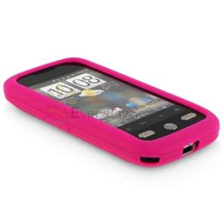 FOR HTC DROID ERIS PINK RUBBER CASE COVER+CAR CHARGER  