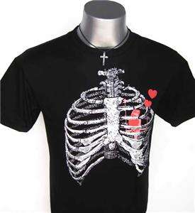 Nwt T Shirt L Bird Heart Skull Gothic Indie Rock Punk  