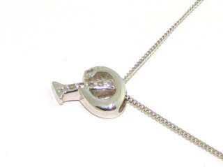 New 14kt White Gold Diamond P Initial Necklace Pendant  