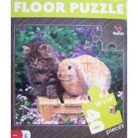    Kitten & Bunny Floor Puzzle 40 PieceS 18  x 24 Toys & Games