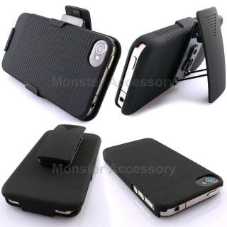 Black Kickstand Holster Combo Case For Apple iPhone 4S NEW  