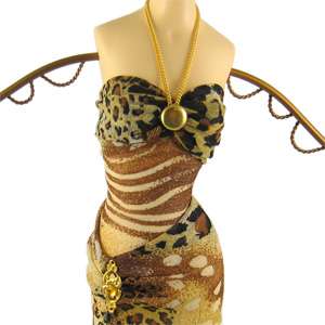Leopard print Dress Form Doll Jewelry Stand 15 Brown  