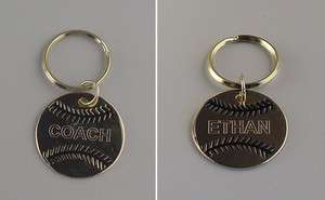 Custom Engraved BASEBALL KEYCHAIN RING Personalized Key Chain  