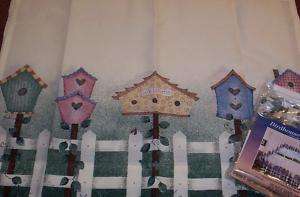 Green Birdhouse 36L tiers swag kitchen curtains set  