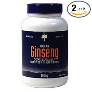 Natures Best Korean Ginseng Capsules, 500 mg, 100 Count Bottle (Pack 