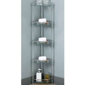  Corner Five tier Etagere With Glass Shelves