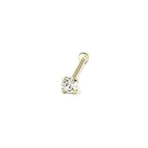  14KT Gold Nose Bone Ring 2mm CZ 20G FREE Nose Ring Backing 