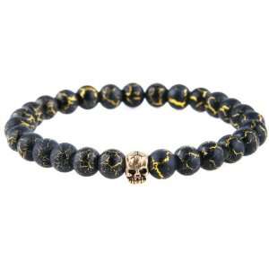   Jewelry   Solid 14K Gold Skull & 8MM Desert Sun Bead Bracelet Jewelry