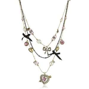 Betsey Johnson Iconic Cupids Arrow Pearl Heart and Arrow Multi Charm 