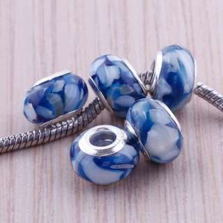 20Pcs Blue Resin Shell Big Hole Bead Fit Bracelet Pm03  