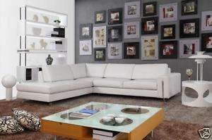 CARLO Modern White Italian Leather Sectional Sofa Set  