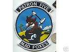   Air Force PATRON FIVE Squadron Patch USN USMC Jet Fighter Cartoon Fox