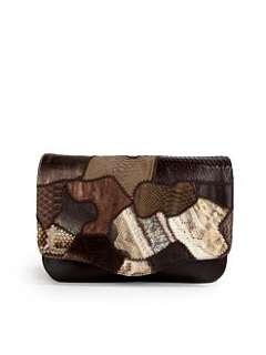 nada sawaya   MD Patchwork Python & Leather Clutch/Brown