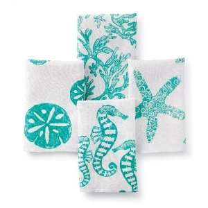    Tropical Block Print Hand Towels   Set of Four