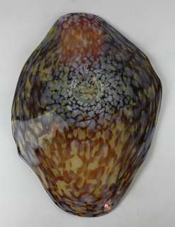 HOLDMAN STUDIOS  Hand Blown Hot Glass Platter in Red, Brown, and 