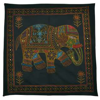 Indian Elephant Wall Hanging Wall Decor Art Embroidered Cotton Vintage 