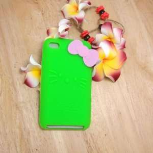  Hello Kitty green Silicone with bow Cover Case for iPod 