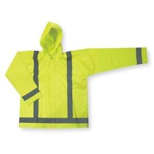 Brite Force High Visibility Rainwear, Nylon Jacket w/Detach Hood,Hi V