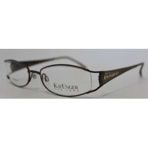 Kay Unger Ophthalmic Eyewear K104 Oval Semi Rimless Brown Metal