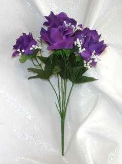  DARK PURPLE Soft Silk Wedding Flowers Bouquets DIY Centerpieces  