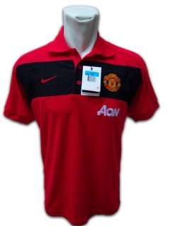 Manchester United Polo Shirt Soccer Jersey AON Red Top  