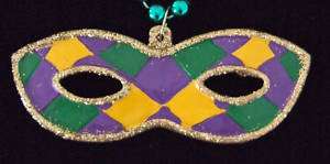 Harlequin PGG MASK Mardi Gras Beads New Orleans Party  