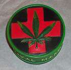 Medical Marijuana Round Stash Box Green Leaf Design Hem