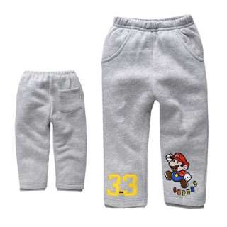 Big Sale NWT Boys Kids Gray Super Mario Fleece Pants 1 5 Years HM0812 