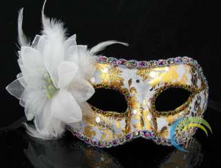   White Flower Cosplay Venetian Costume Masquerade Fancy Ball Party Mask