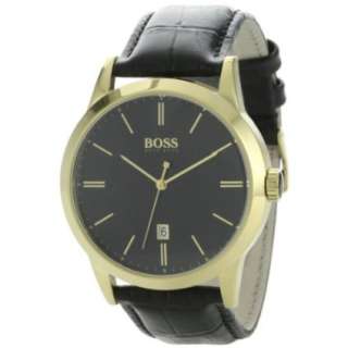 Hugo Boss Mens 1512431 H1004 Gold Ion Plating Black Dial Watch 