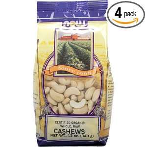 NOW Foods Cashews, Raw Organic , 12 Ounce Bags (Pack of 4)