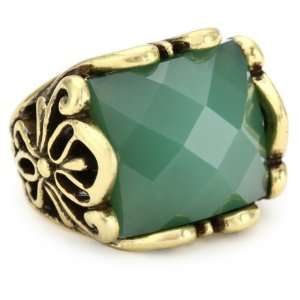  Lucky Brand Large Green Set Stone Ring, Size 7 Jewelry