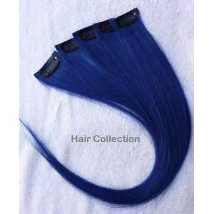  12Blue Human Hair Clip on Extensions 5pcs Beauty